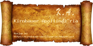 Kirnbauer Apollinária névjegykártya